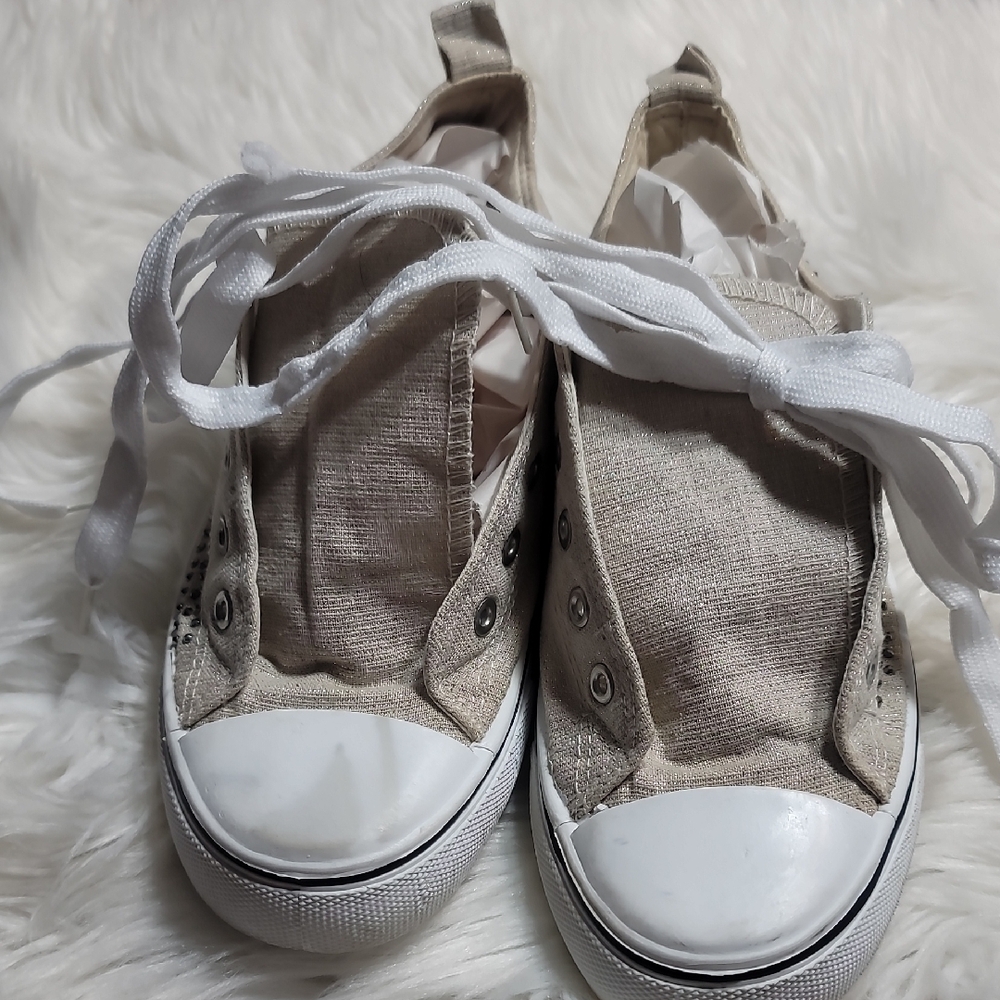 Kids Tan Canvas Sneakers
